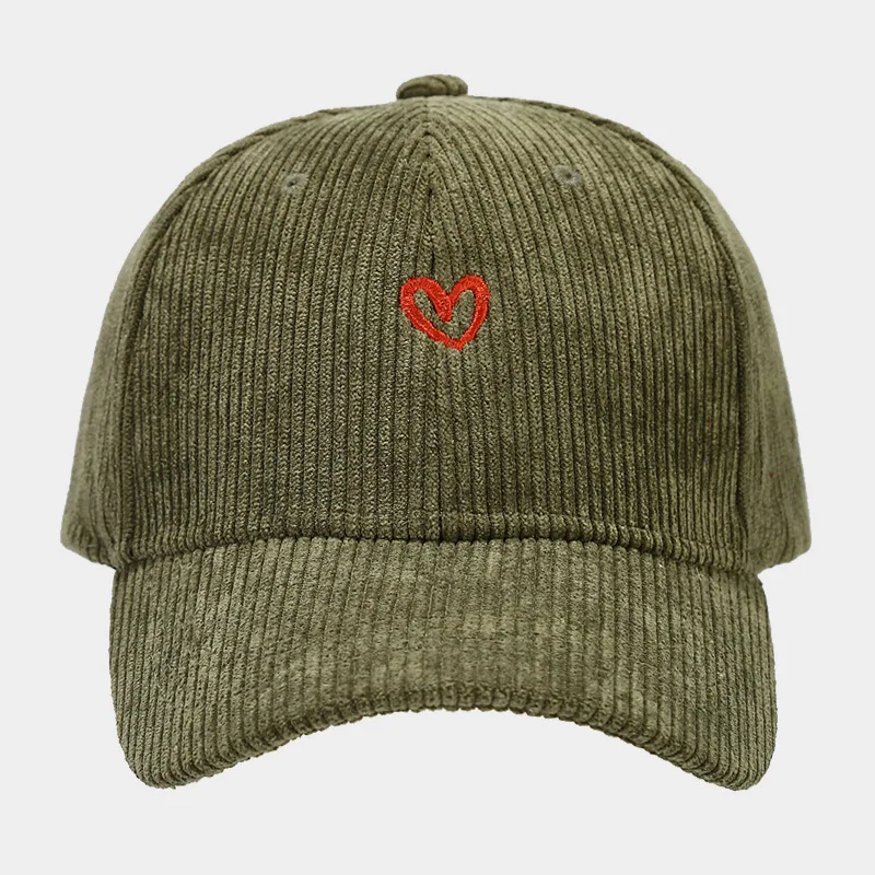 Neue Little Love bestickte Cord-Baseballmütze für Frühling und Herbst, koreanische Mode für Damen, einfacher Sonnenhut, Outdoor-Casual-Kappen – Detail 7