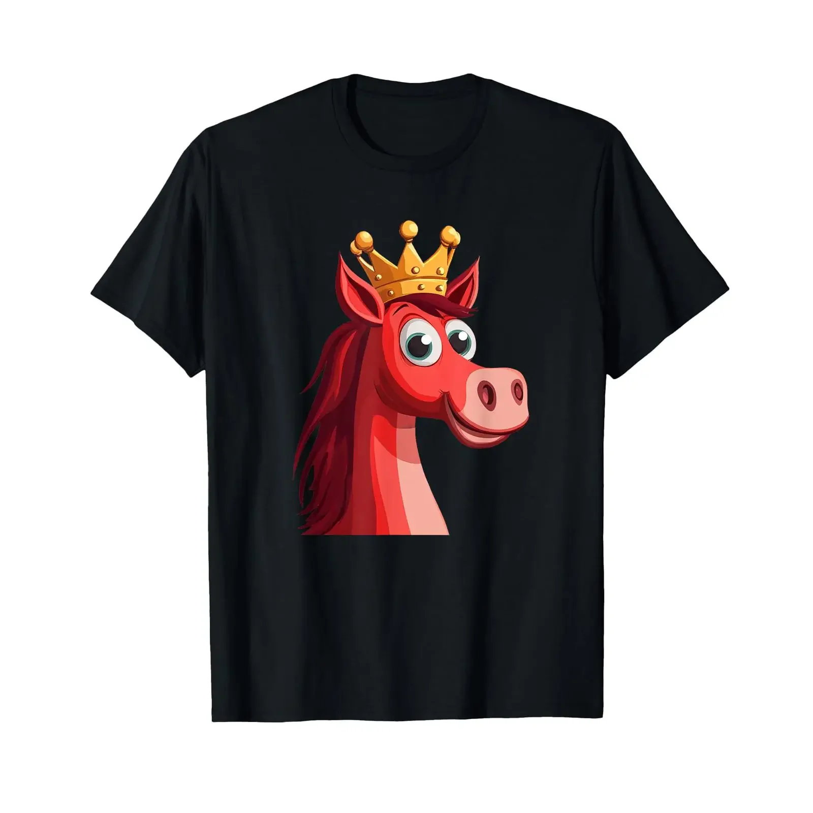 Red Horse and Royal Crown Costume for Kingdom Horses T Shirt vintage Washed Breathable Stylish Unisex designer clothes Slightly
