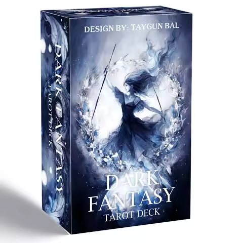 13x8 cm Dark Fantasy Tarot Cards Deck, 78 Cards 13x8cm, Gothic Aesthetic, Shadow &amp; Light Design, Self-Reflection Guide Included