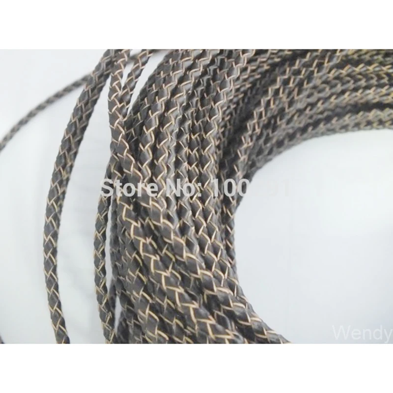 50 Meters Exquisite  High quality natural 3 mm Black braided genuine leather cord