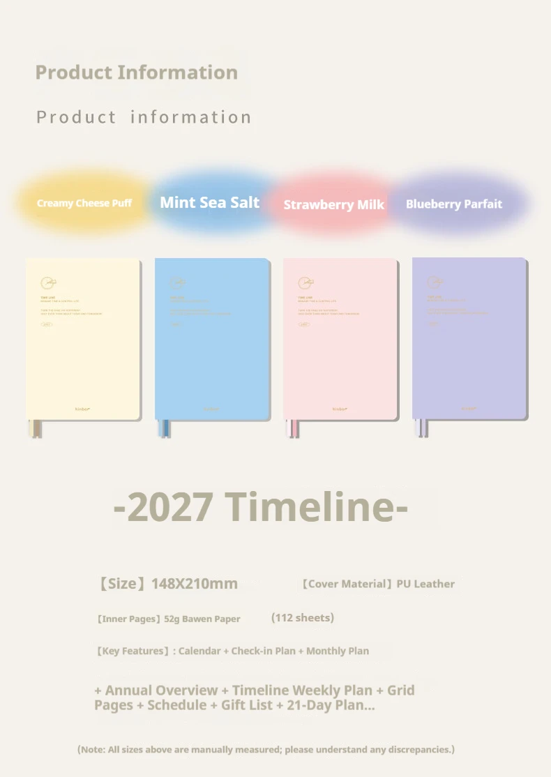 Kinbor 2027 Zeitmanagement-Planer, A5 PU-Notizbuch mit Kalender, Agenda, Tagebuch, Monats- und Wochenplan, To-Do-Liste, Geschenke – Detail 3