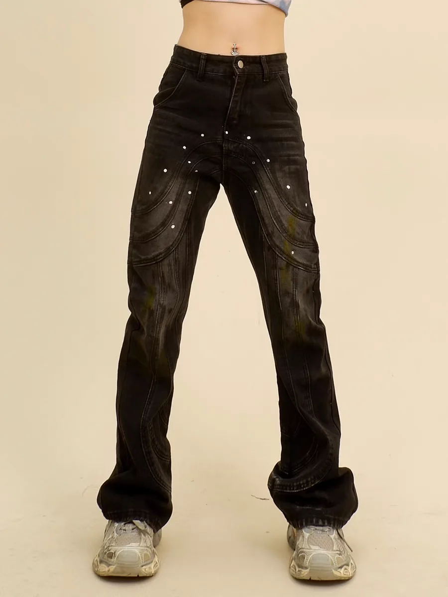 

Men Black Skinny Denim Spot Jeans Male Ripped Stretch Fit Jeans Men Slim Trousers Fit Long Jeans Pants Streetwear Casual Jeans