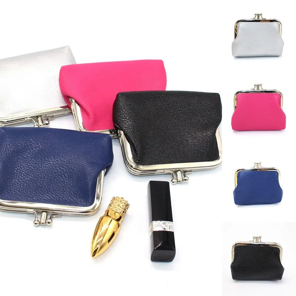 Retro Korean Style Double Layer Coin Purse Solid Color Wallets Short Clutch Bag Storage Bag PU Card Holder Men