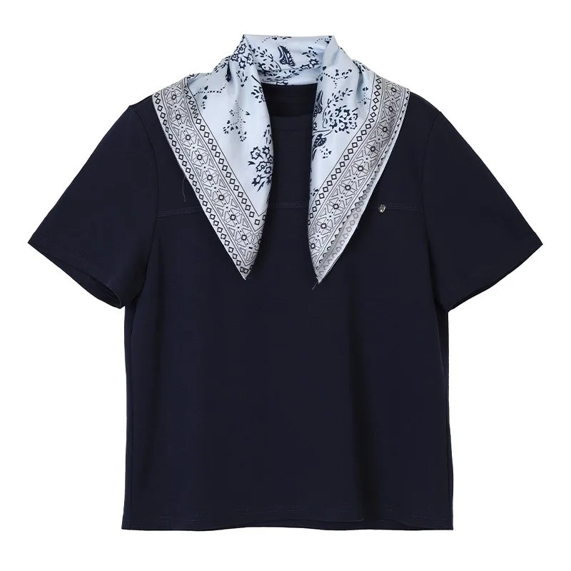 MODX-T-shirt à manches courtes pour femmes, foulard décontracté littéraire polyvalent, été nouveau chaud 2024