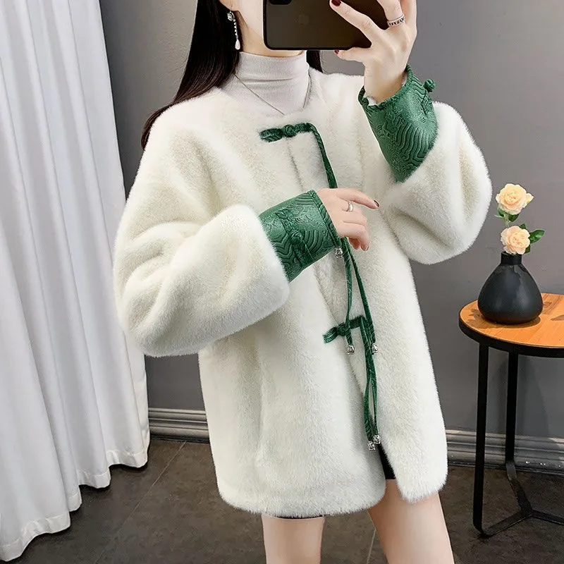 Women's Faux Fur Short Coat - close-up view