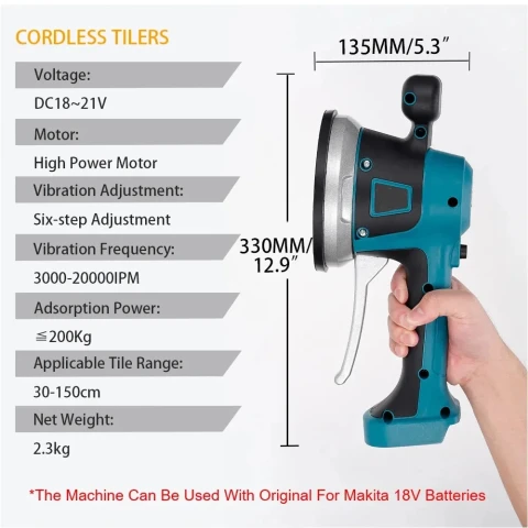 Gisam 6 Speed Tile Laying Machine Tile Vibration Leveling Machine Cordless Tile Installation Power Tool for Makita 18V Battery