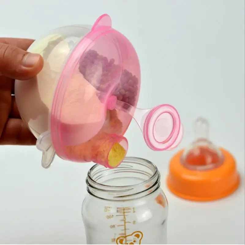 103C Baby Milk Powder Dispenser BPA 3 Compartments Powder Leakage 3 Colors Non-Spill Milk Powder Dispenser