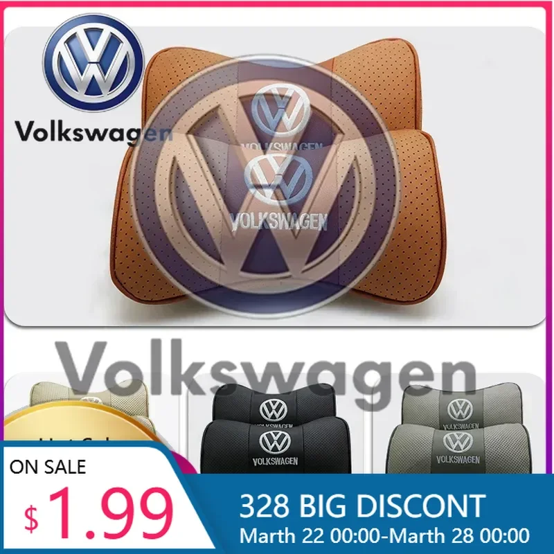 

Новые модные декоративные накладки 2026 года для салона автомобиля VOLKSWAGEN VW: кожаные подушки для шеи на подголовники для Volkswagen Passat, Santana, Touareg, Ti