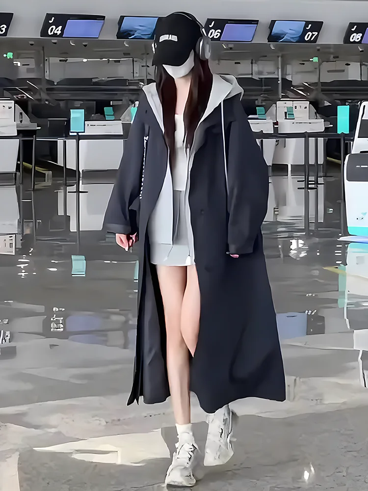 

Весна 2025: Женское длинное пальто прямого кроя, однотонное, в корейском стиле, повседневное, высококачественное, элегантное, верхняя одежда, куртка