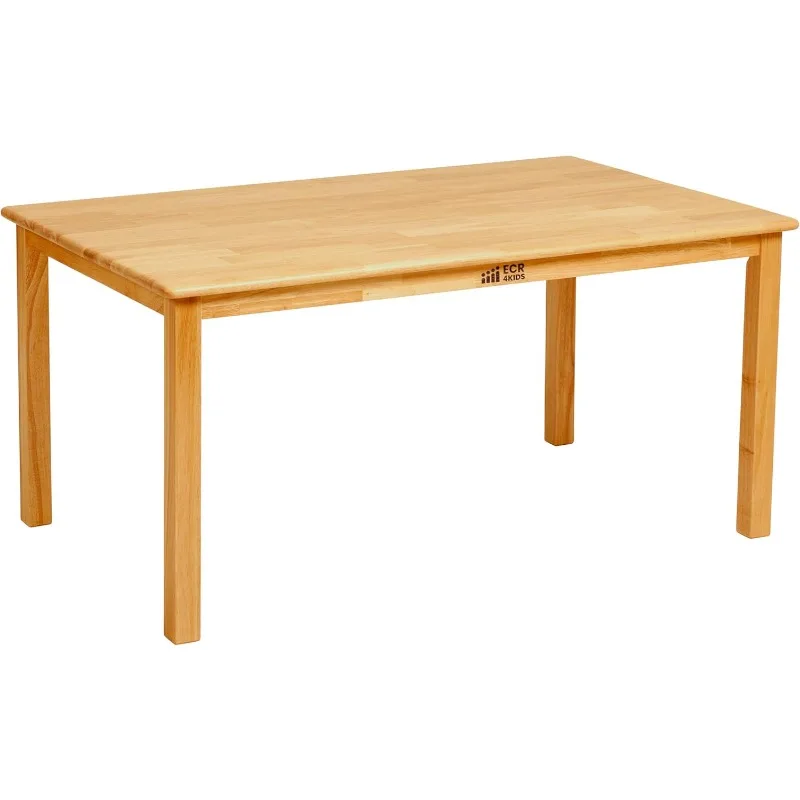 Mesa rectangular de madera dura de 24 x 48 pulgadas con patas de 22 pulgadas, muebles para niños, bronceador