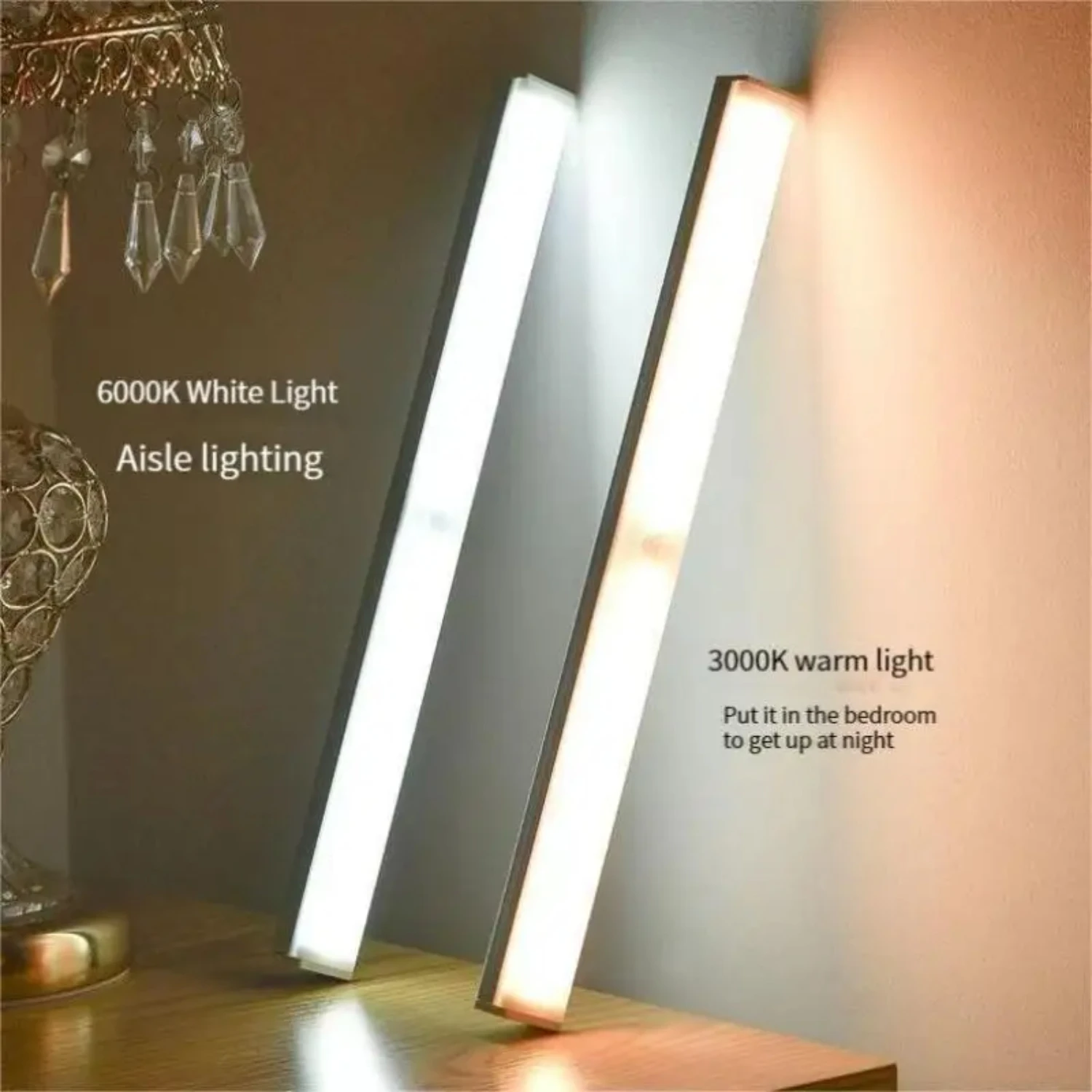 New LED Intelligent Wireless Long Strip Body Sensor Lighting Bedroom Night Light USB Charging Electromagnetic Suction Cabinet Li