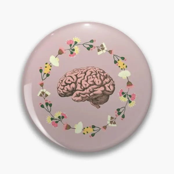 Flower Wreath Around Brain  Soft Button Pin Gift Creative Badge Cartoon Cute Fashion Jewelry Lover Brooch Collar Decor Hat Metal