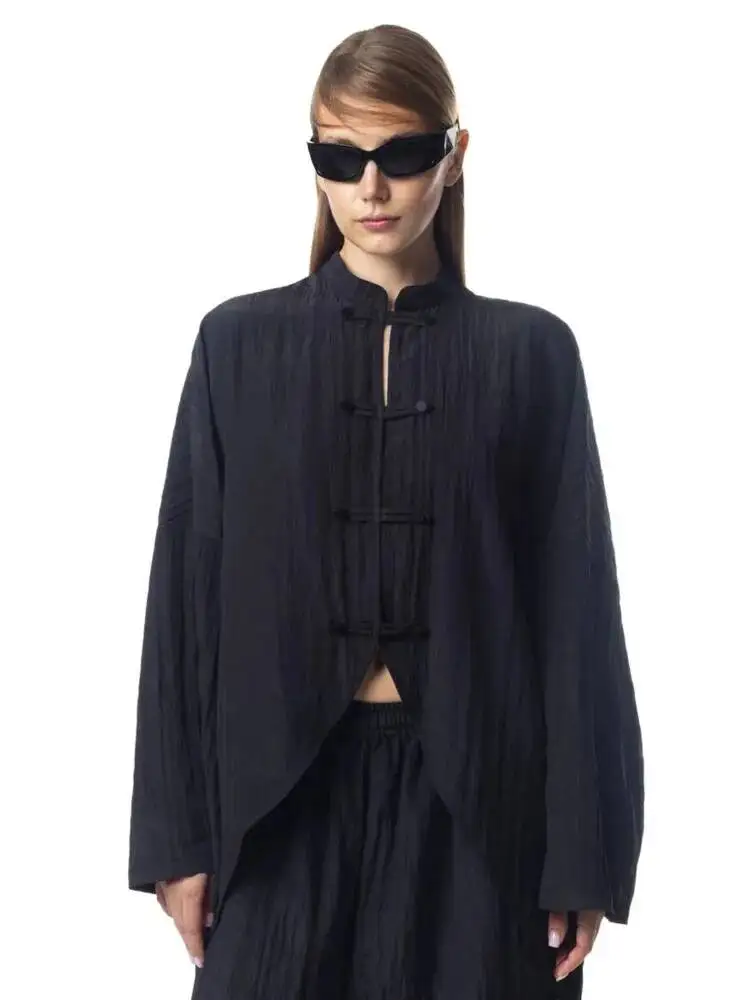 Laru 2026 Women's Suit With Linen Pleated New Chinese Style Two-piece Set Of Loose And Lightweight Top And Pants Of High Quality