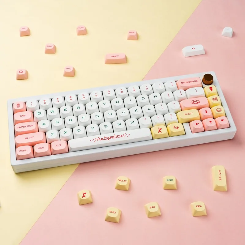 New Macaron Style Keycap 122key Ma Height Thermal Sublimation Pbt Material Mechanical Keyboard Cap Cute Girls Customized Shading