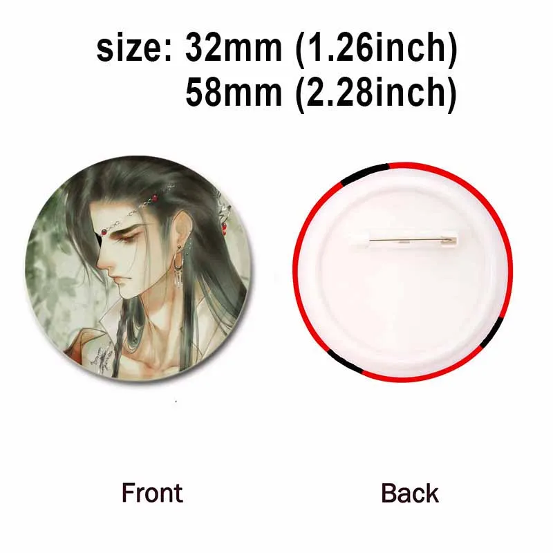 Heaven Official\'s Blessing Brooch on Backpack, Handmade Round Brooches, Cute Hua Cheng Pins, Anime Icon Badges for Clothes