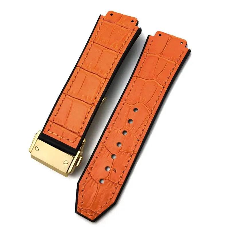 

TINTAG 20mm 22mm Cowhide Rubber Watchband 25mm * 19mm Fit,For Hublot Watch Strap Calfskin Silicone Bracelets sport