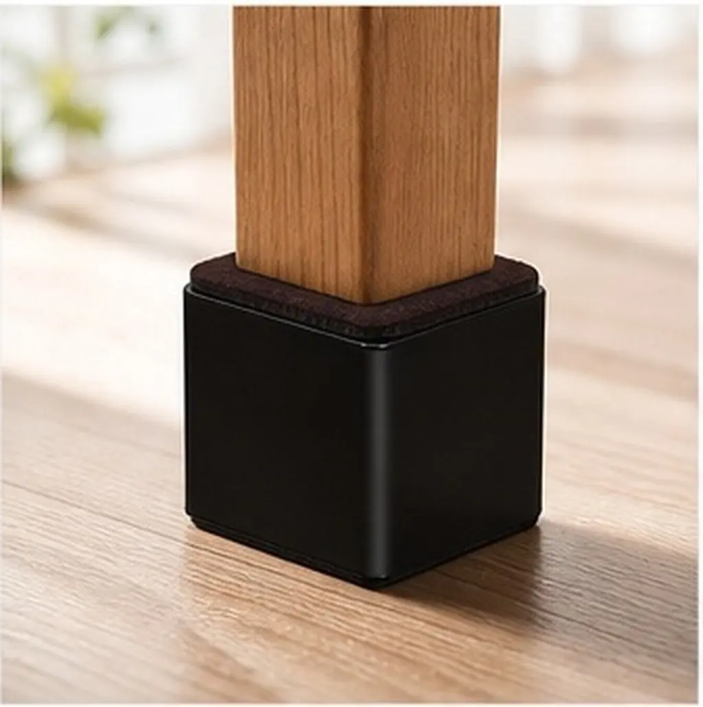 4Pcs Self Adhesive Furniture Risers Square Heavy Duty Steel Bed Support Elevate Pads Felt Bottom Chair Sofa Floor Protection