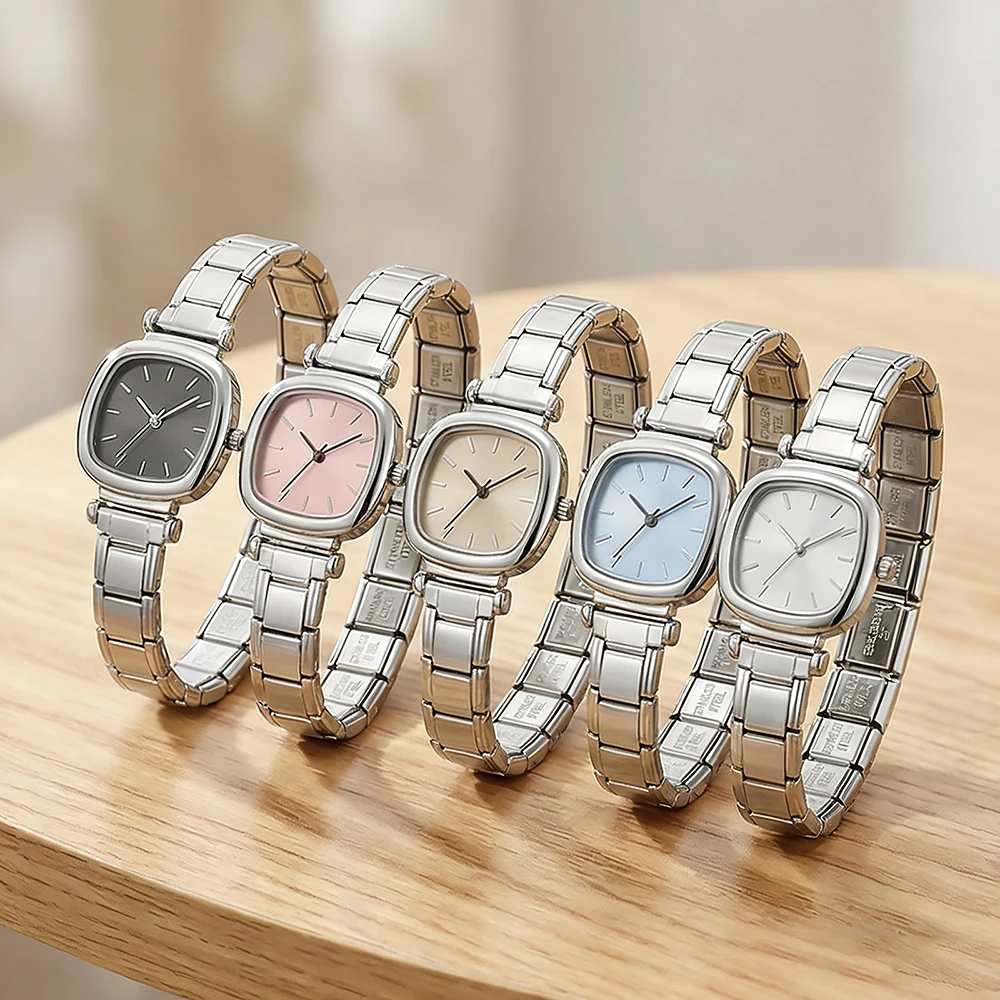 Fashion Men Women's DIY Width 9mm Italian Charm Stainless Steel Square Round Oval Quartz Watch Birthday Gifts for Female Male