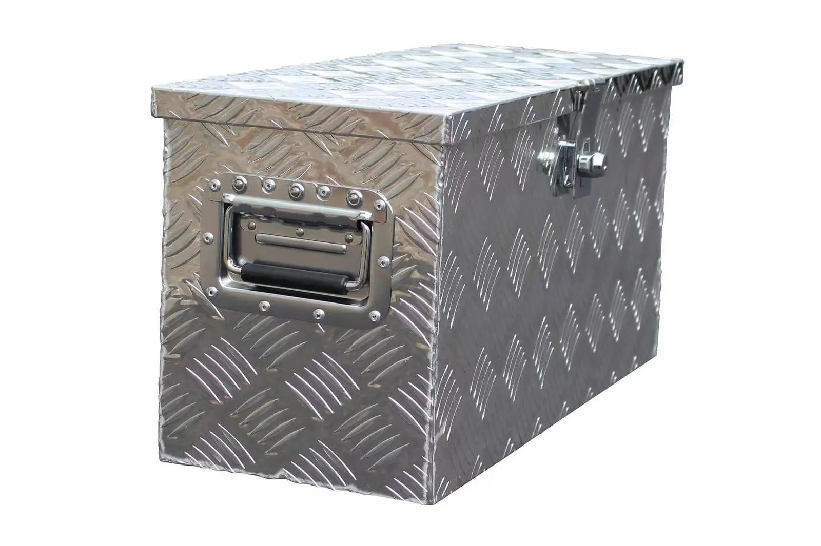 Customized 600 x 250 x 300 mm Aluminum Tool Box Checkered Plate Heavy Duty Pickup Truck Storage Five Bars