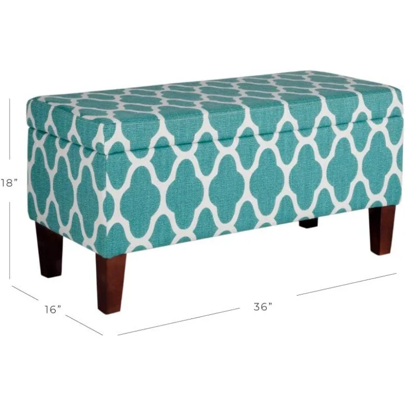 Large Upholstered Rectangular Storage Ottoman Bench with Hinged Lid, 16