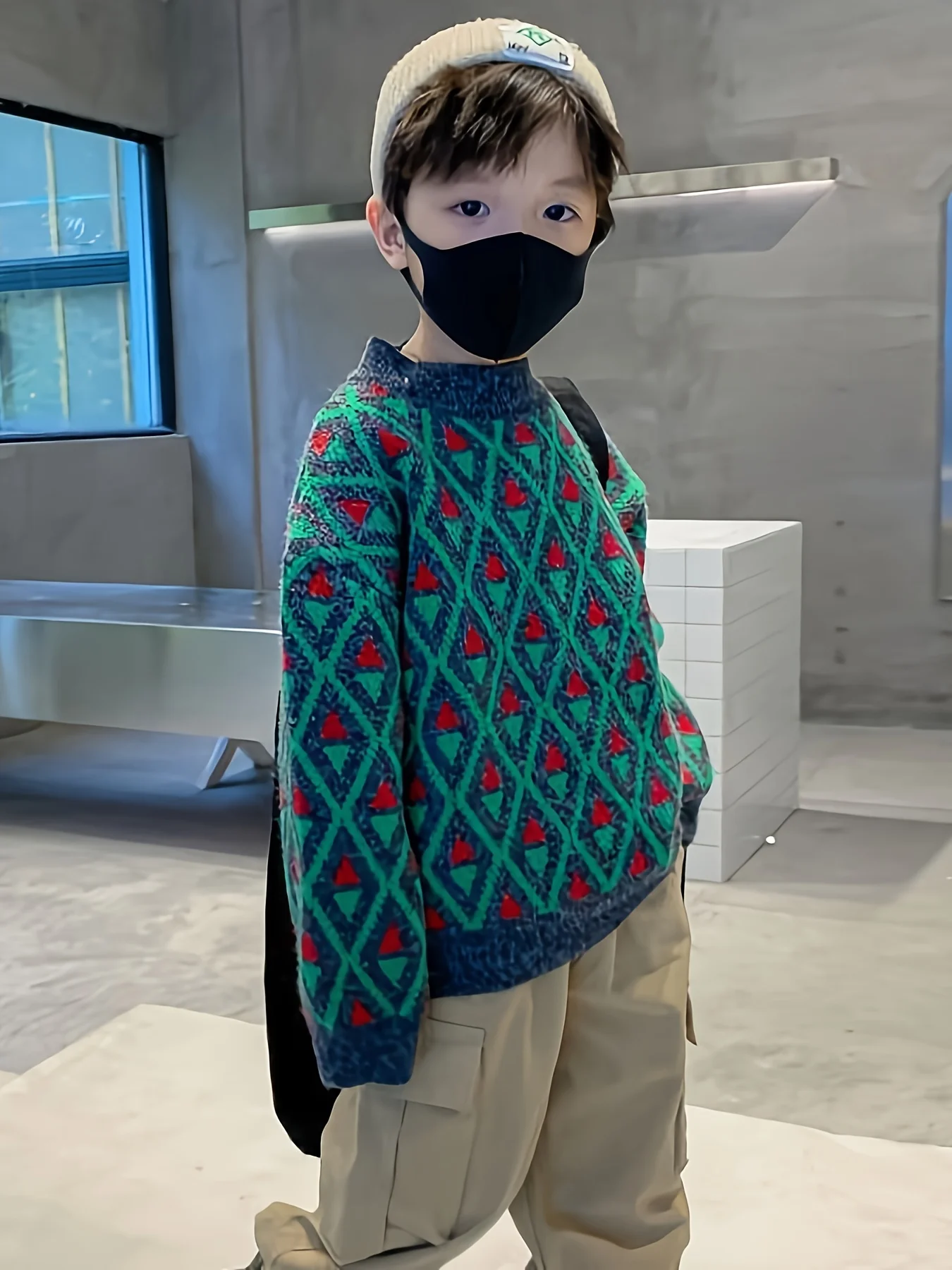 Children's Clothing for Boys, Winter Trendy Sweaters, Autumn and Winter Stylish Fleece-Lined Base Shirts for Older Boys