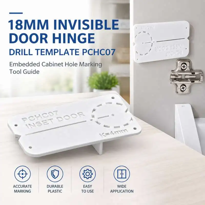 18mm Invisible Door Hinge Drill Template PCHC07 Embedded Cabinet Hole Marking Tool Guide