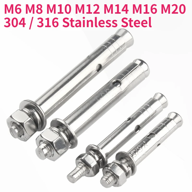 สกรูยึดแบบขยายตัวภายนอก M6 M8 M10 M12 - M20 พร้อมปลอกยึดคอนกรีต สแตนเลส 304 / 316 สำหรับยึดติดผนัง