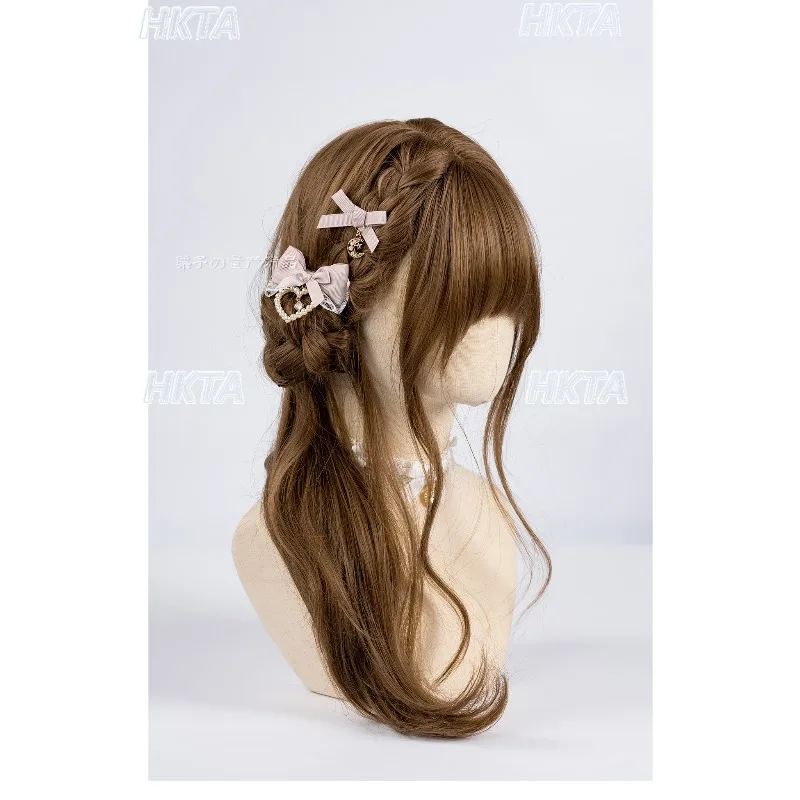 

Japanese Sweet Bow Heart Pendant Lace Hair Clip for Women and Girls Mass-Produced Lolita Girl Double Ponytail Hair Accessories