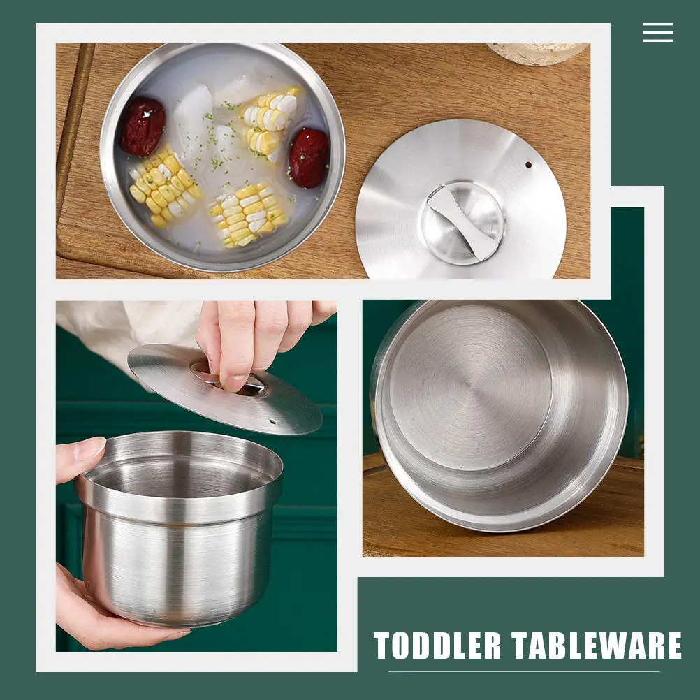 

Steaming Bowl Stainless Steel Kitchen Pot Lid Soup Storage Food Serving Bowl Dinnerware Household Tableware