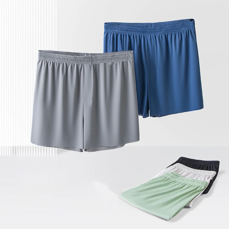 Calça com seta de seda no gelo masculina, roupa interior fina, respirável, shorts boxer confortáveis, cuecas soltas, shorts masculinos, verão fresco