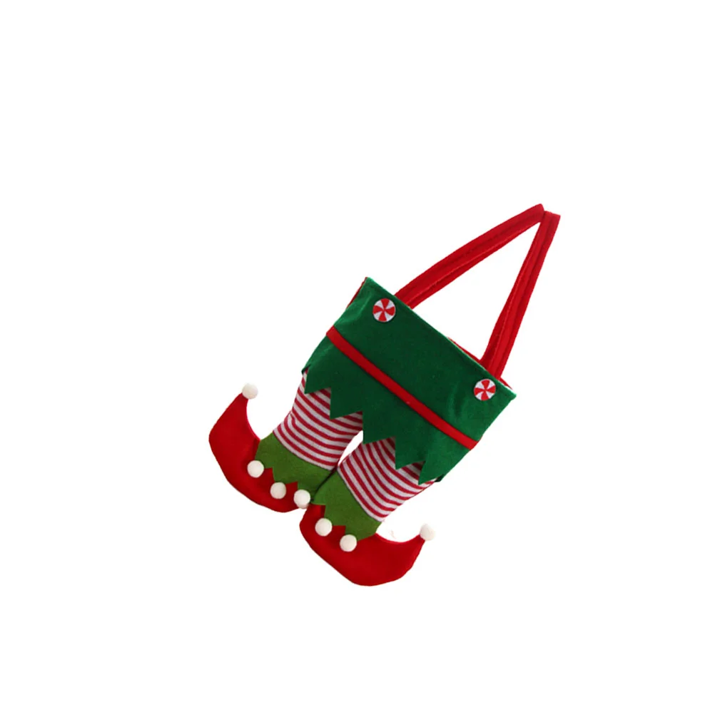 Red Bag Christmas Sock Shape Trouser Design Portable Gift Tote Flat Bottom Reusable Party Favor Decor Red Bottle