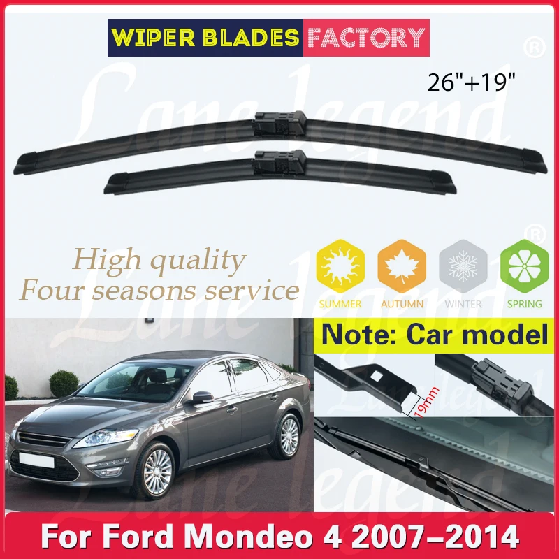 

Car Wiper Blade Blades For Ford Mondeo 4 2007 - 2014 26"19" Windshield Windscreen Clean Naturl Rubber Car Rain Brush Accessories