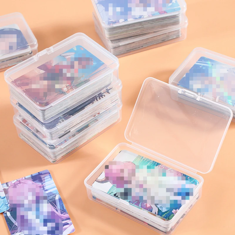 1Pc Transparent Plastic Card Clamshell Box Girl Kpop 3-Inch Photocard Boy Game Card Dustproof Storage Box Seal Sticker Organizer