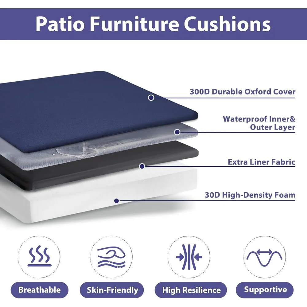 Set of 4 Waterproof Outdoor Chair Cushions for Patio Furniture - 19