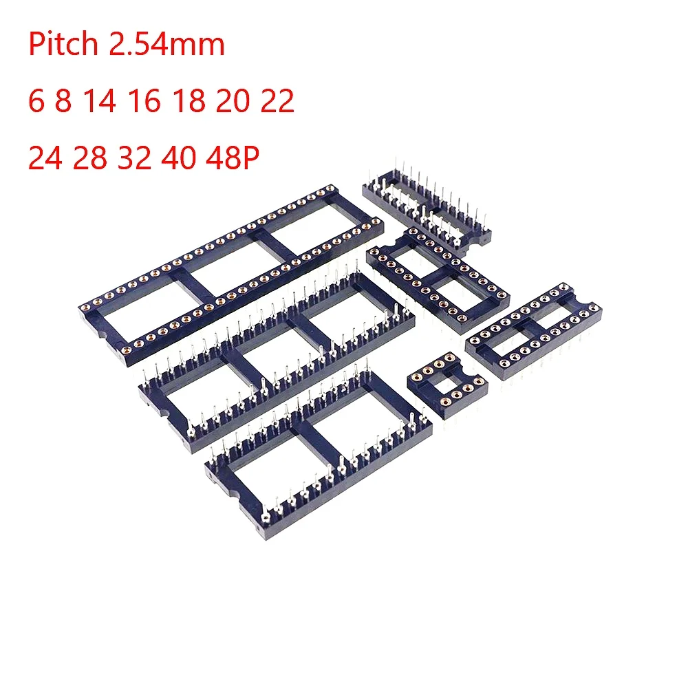 5/50pcs IC Socket 6 8 12 14 16 18 20 22 24 28 32 40 48 Pin DIP SMD Machined Pin Socket Round Sleeve inner 0.5 mm Through Holes