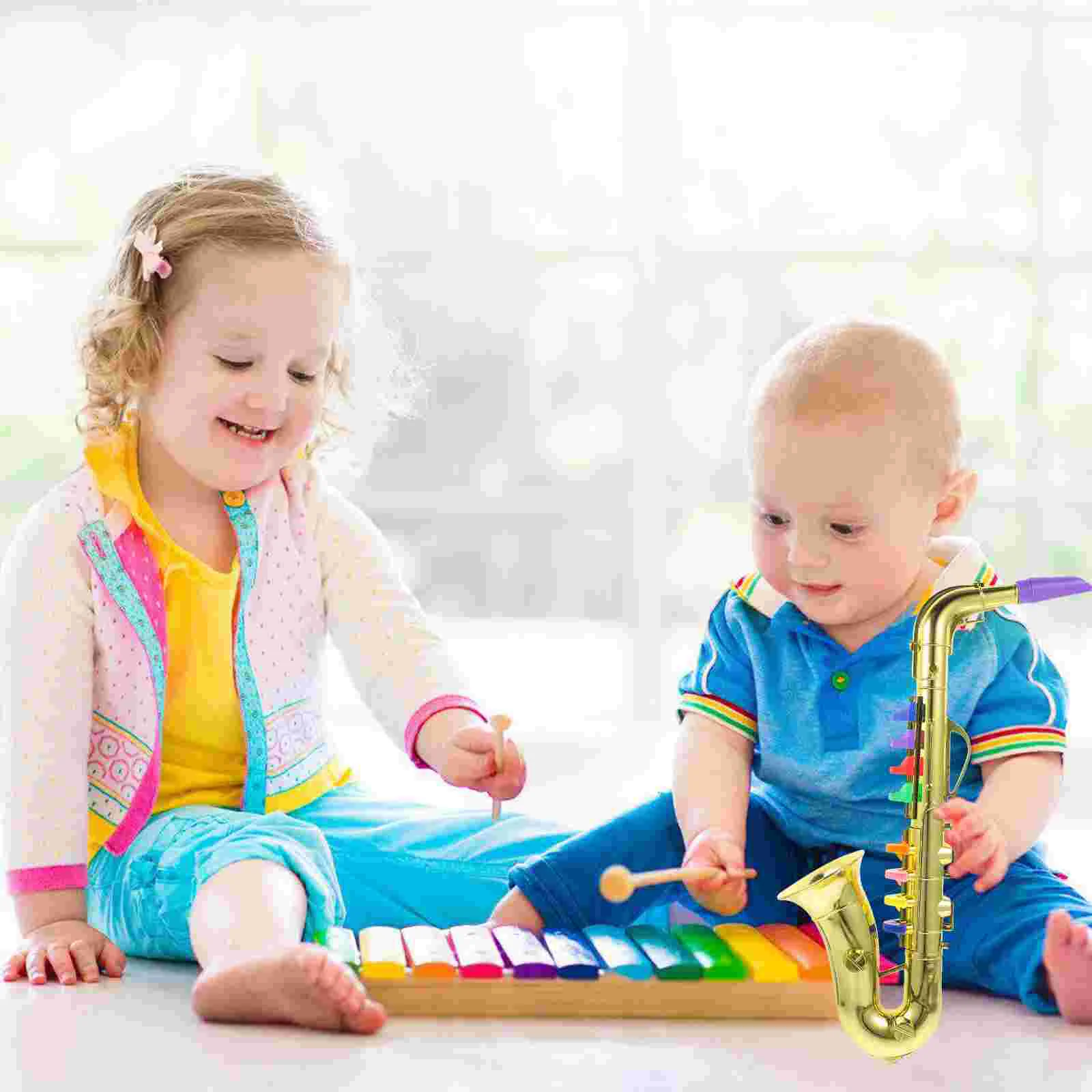 Children's Wind Instrument Toys Plastic Simulation Saxophone Toddler Educational Plaything Creative Model Imitation Kids