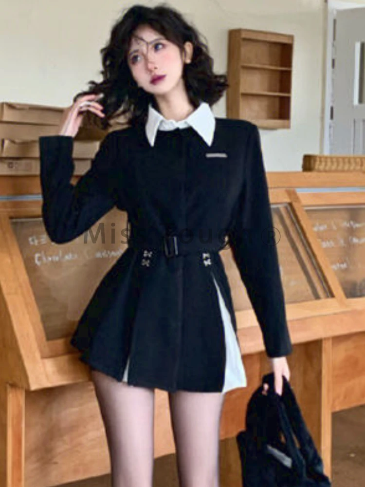 Autumn Korean Fashion Patchwork Dress Women Ruffled Elegant Designer Party Dress Female Long Sleeve Casual Vintage Dress 2023