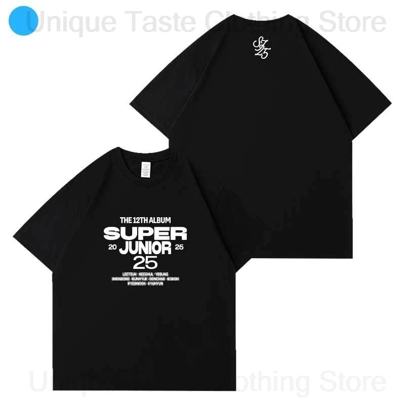‌Super Junior T Shirt 12TH ALBUM Super Junior 25 Letter Print T-shirt Kpop Fashion Men Women Summer Cotton Short Sleeve Tee Tops