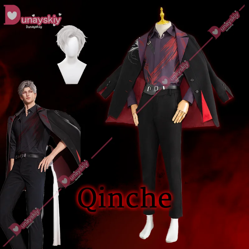 Game Love and Deepspace Sylus Qin Che Cosplay Costume Wig Grey Hair Short Wig Sylus's Lore Uniform Onychinus's Leader Trench