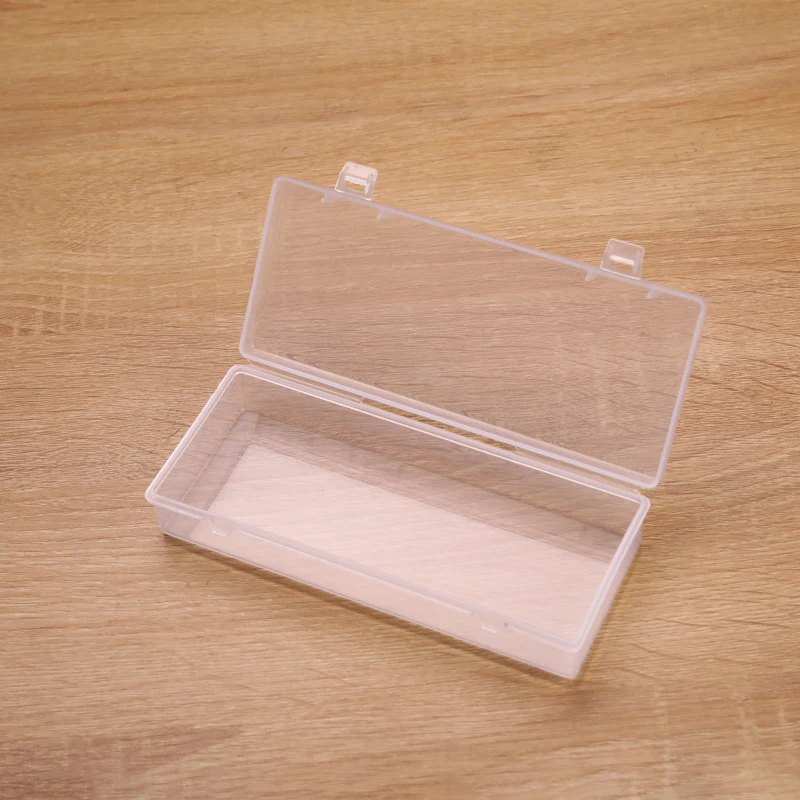 Transparent Plastic Storage Box Rectangle Organizer Stickers Box Desktop Container Snap Dustproof Durable Jewelry Storage Case