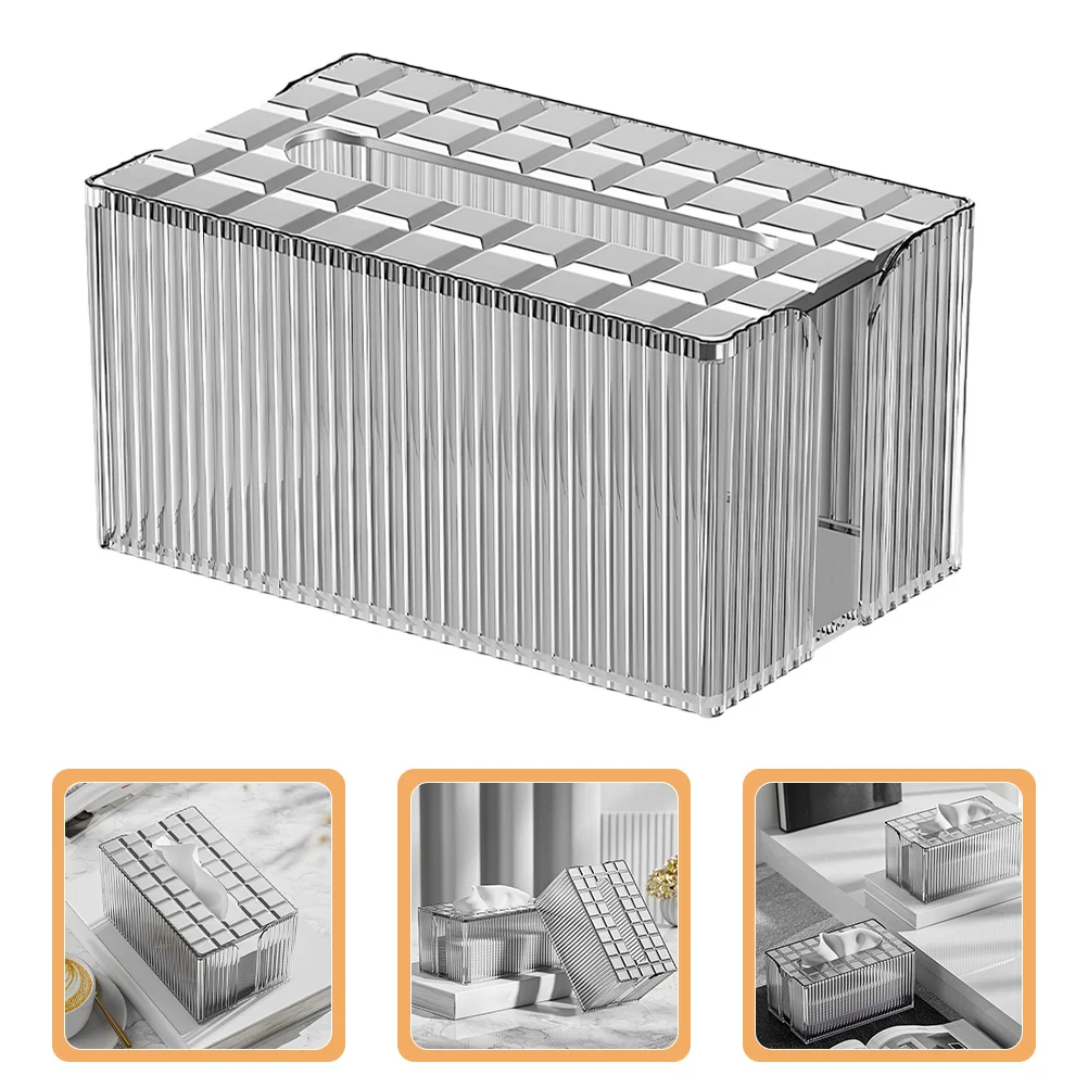 

Transparent Desktop Tissue Box ABS Pet Material Simple Style Elegant Design Bathroom Kitchen Home Office Car Decor