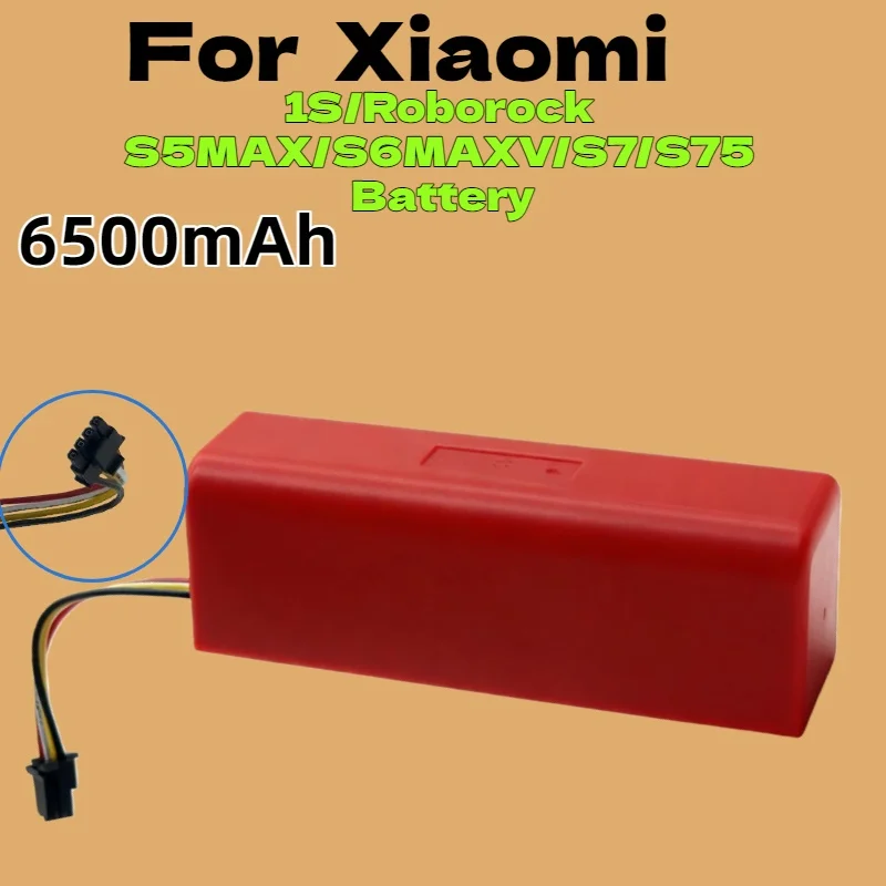 

14.4V High-Capacity Battery – 2600mAh-6500mAh Spare Accessory for Xiaomi Roborock S55/S60/S65/S50/S51/S5 MAX/S6 Robot Vacuum