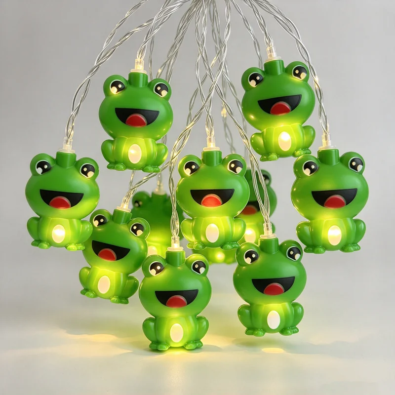 Green Frog Shape String Lights, Battery Powered Animal Fairy Lights for Bedroom, Patio & Festival Holiday Decor