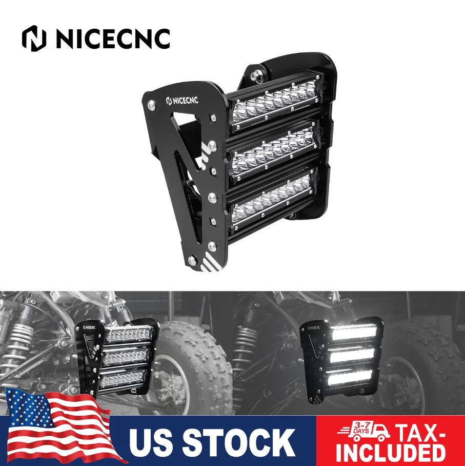 NICECNC For Raptor 700 ATV Front Bumper LED Lights Kit For Yamaha Raptor 700 700R 2013-2023 Waterproof 60W 2160 Lumens Aluminum