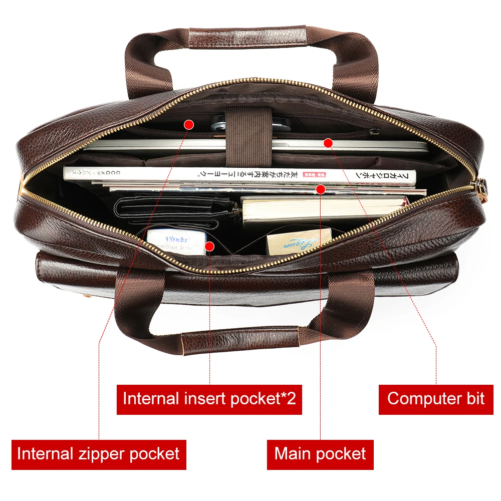 MVA Men Briefcase Bag Business Leather Shoulder Messenger Bags Office Handbag 15.6\