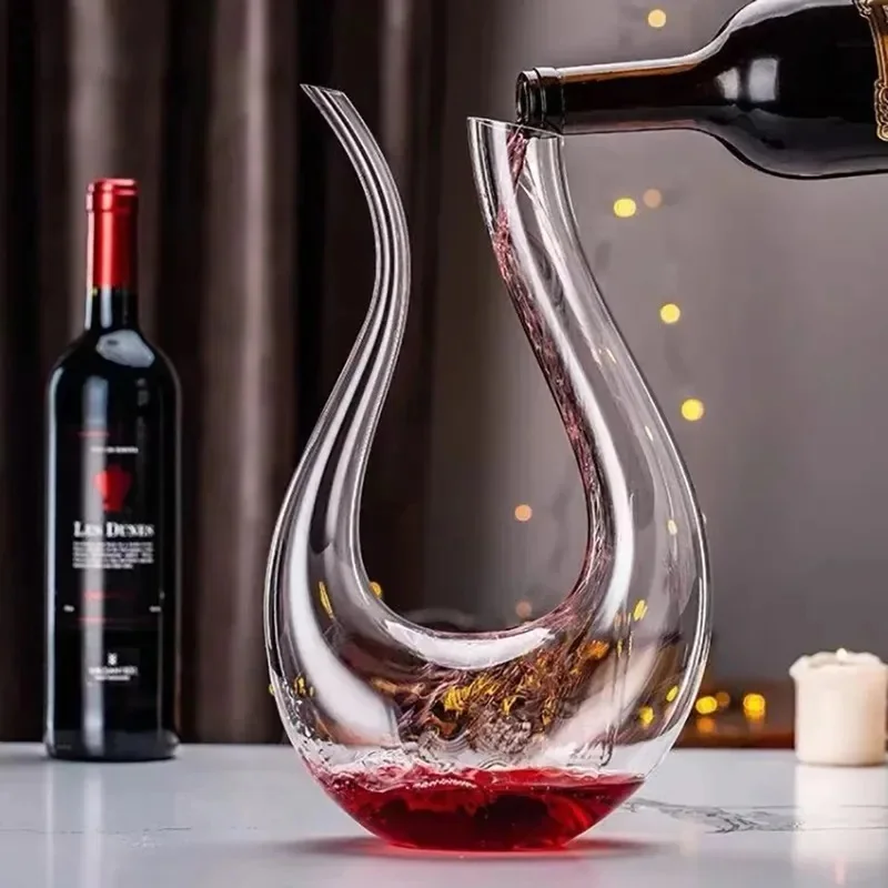 High grade crystal glass wine decanter creative swan U-shaped wine separator gift box packaging