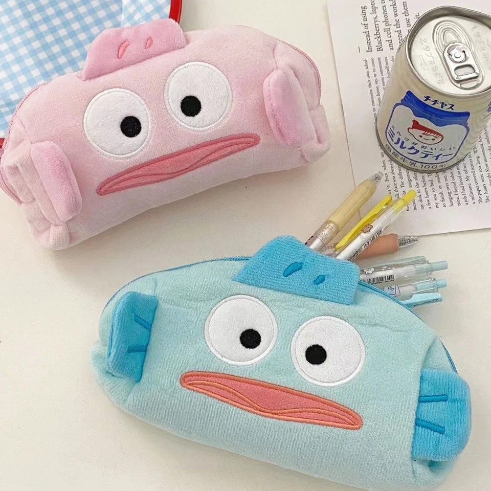 Anime Hangyodon Plush Pencil Case Cartoon Student Stationery Pouch Large Capacity Cosmetic Storage Bag for Kids Girl Gift