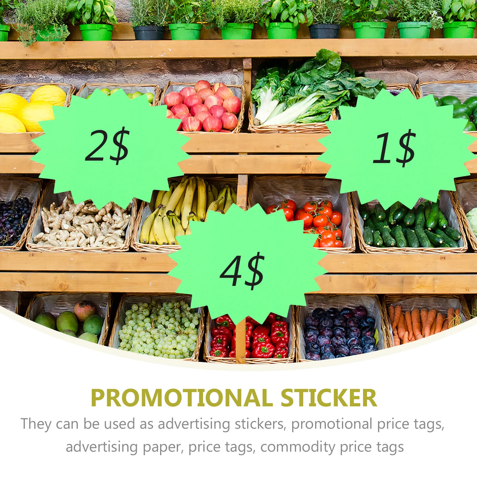100Sheets Price Label for Goods Explosion Shaped Creative Commodity Price Signs Fluorescent Paper Retail Supermarket Sale