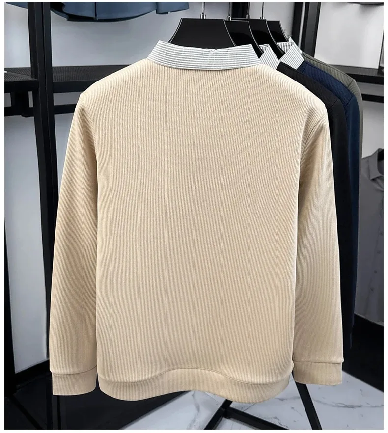 Hochwertiger gefälschter zweiteiliger Reverspullover für Herren, neue Mode, hautfreundlich, Komfort, Plüsch, warm, luxuriös, Trend, lässiger Pullover – Detail 9