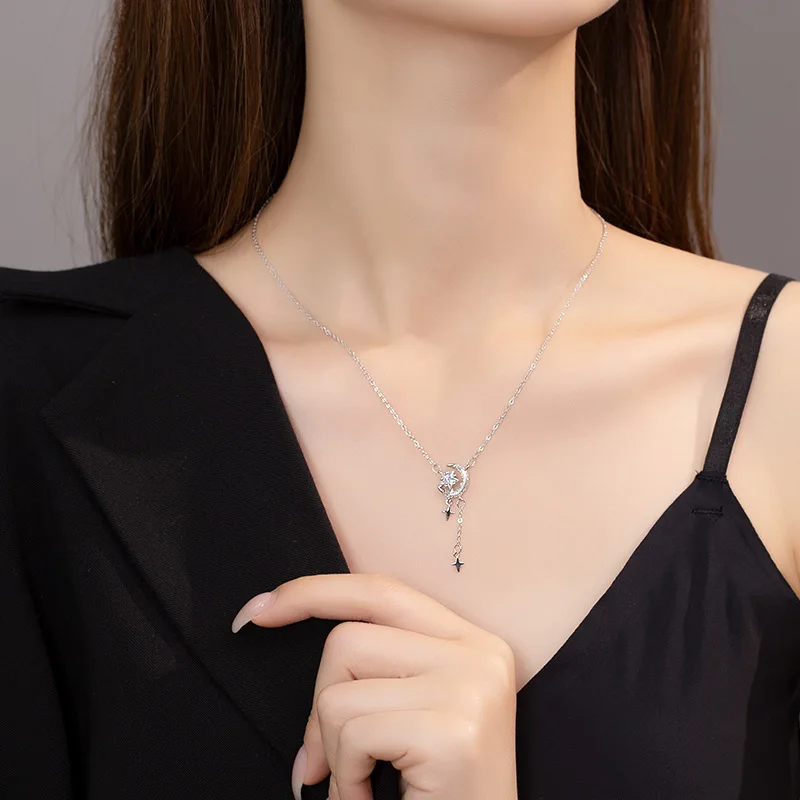 

925 Sterling Silver Geometric Shape Necklace Simple Personality Women Pendant Choker Party Gift for Friends Exquisite Jewelry